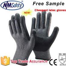 NMSAFETY guantes de trabajo de látex baratos de polycotton gris